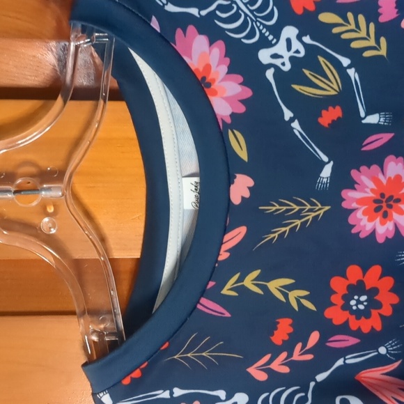 PIXIE LADY* sweet funky fun skeleton sweater long sleeve round neck floral knit - Picture 4 of 9